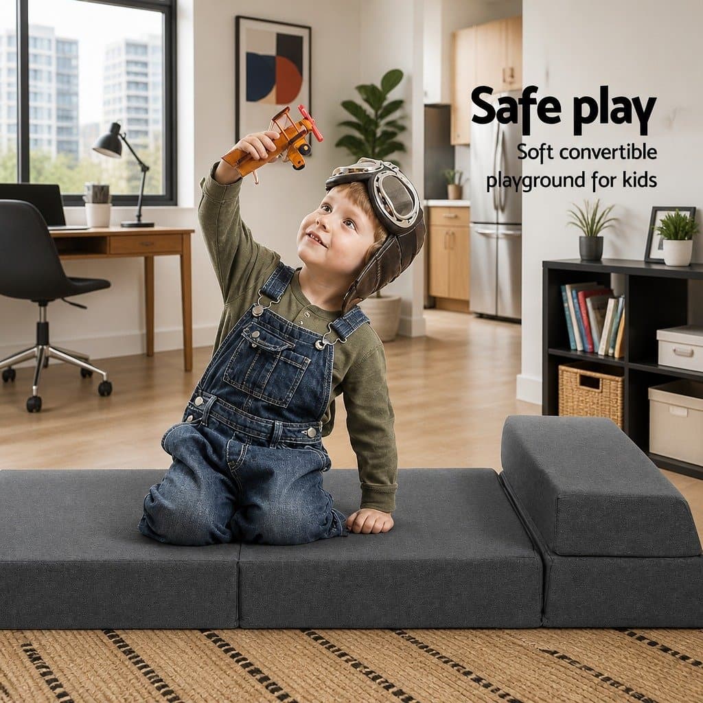Foldable Foam Mattress Sofa Bed in Grey