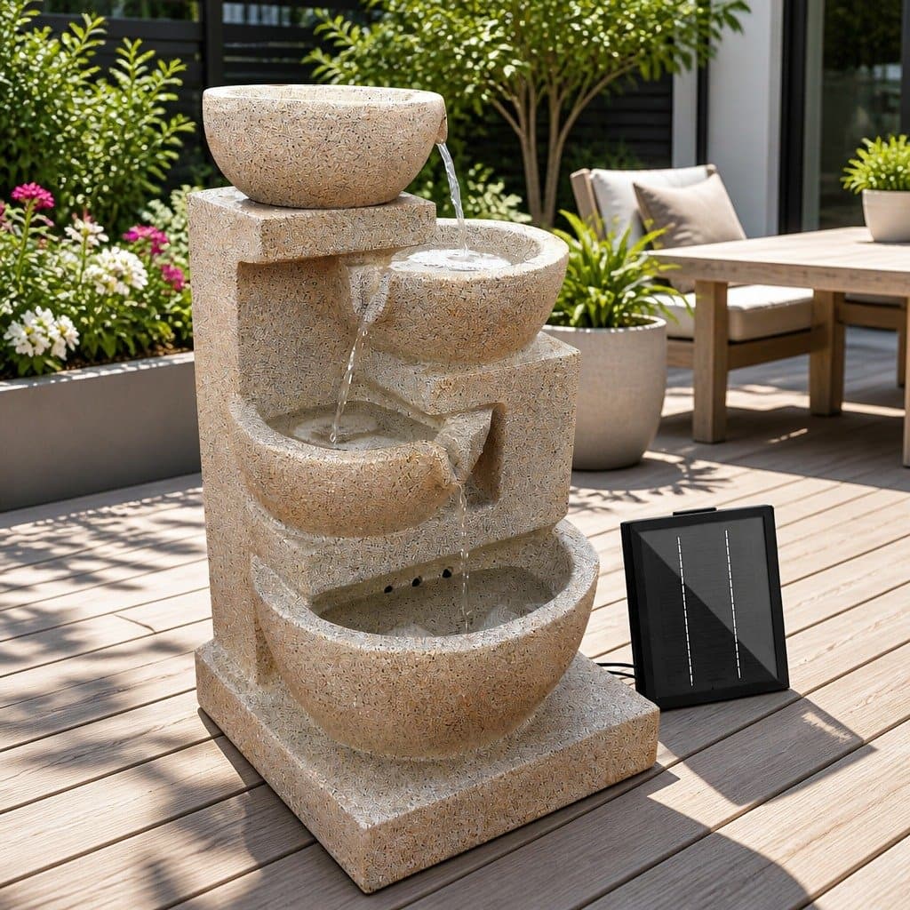 4-Tier Solar Water Fountain with LED Lights