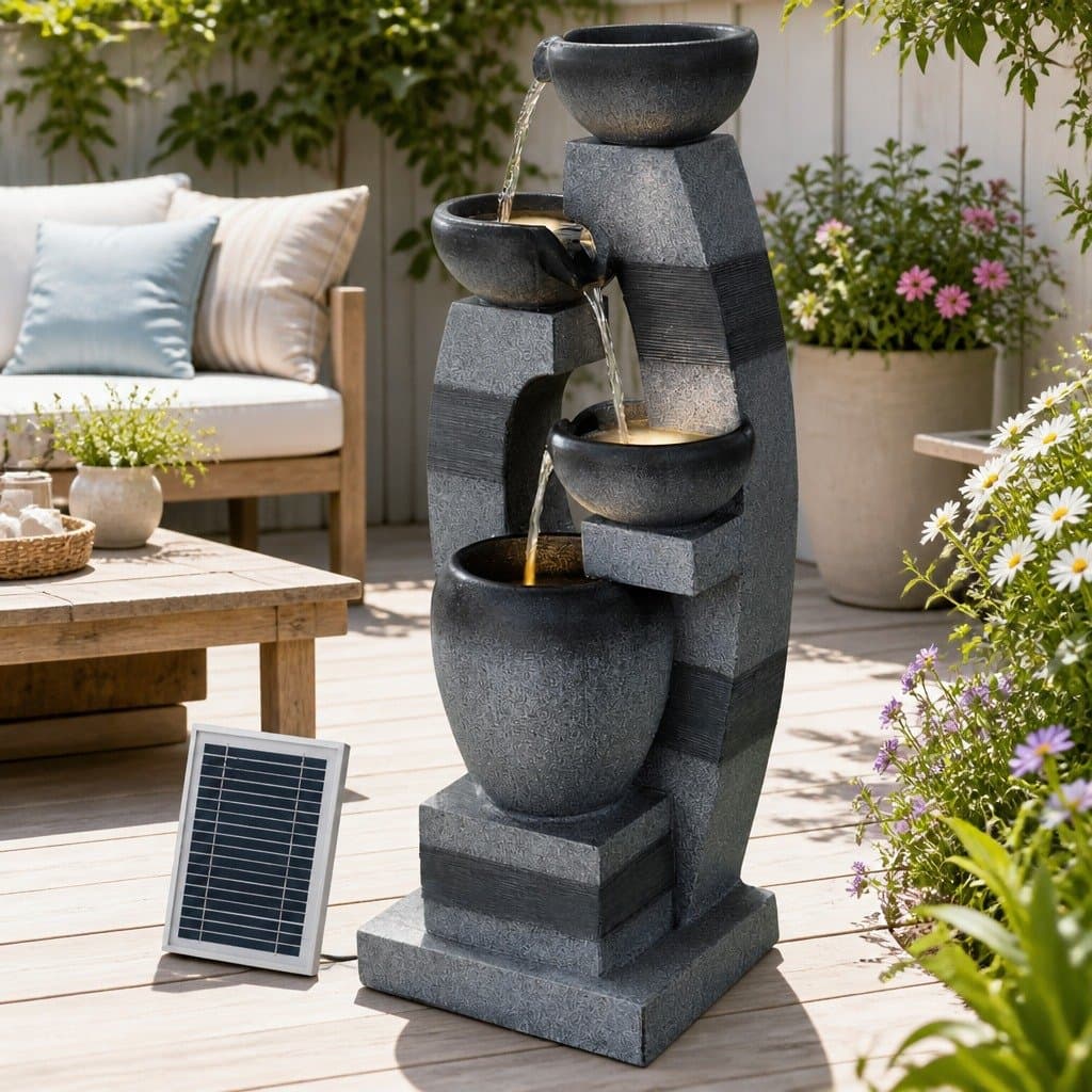 4-Tier Solar Fountain with LED Lighting