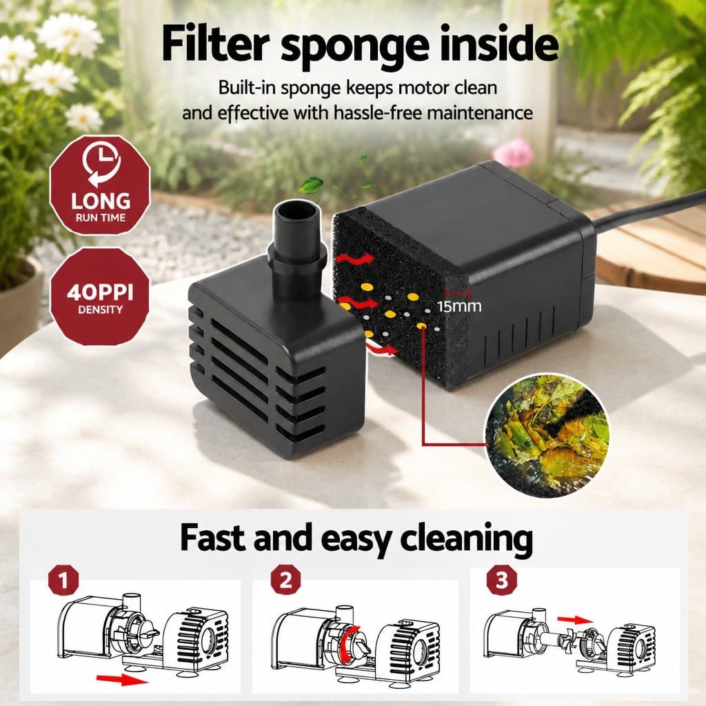 Solar Pond Pump with Battery Kit and LED Lights