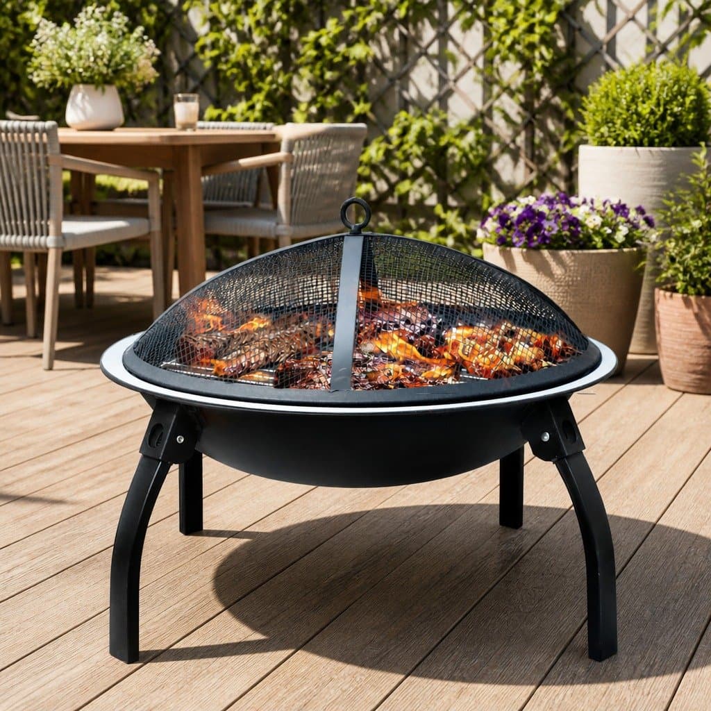 Portable 22" Charcoal Smoker and Fire Pit for Outdoors
