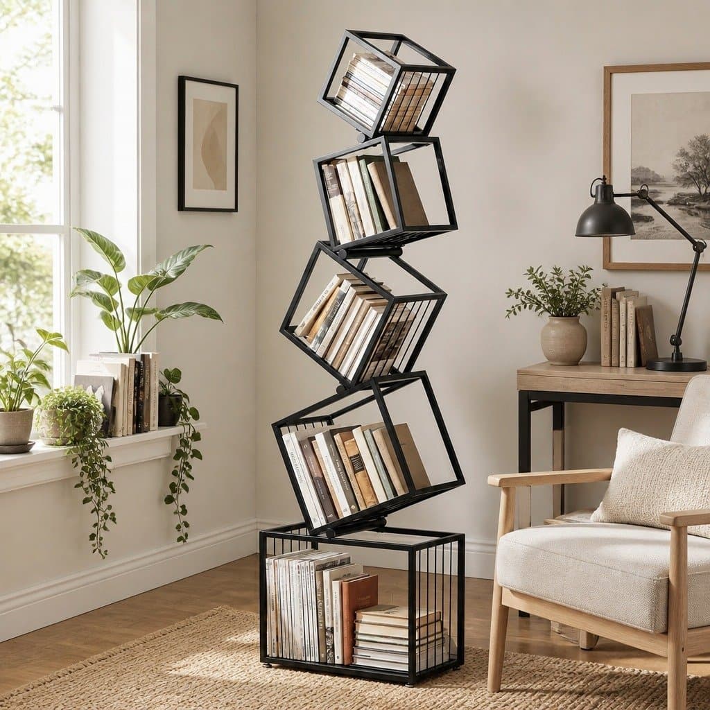 5-Tier Geometric Bookshelf in Black