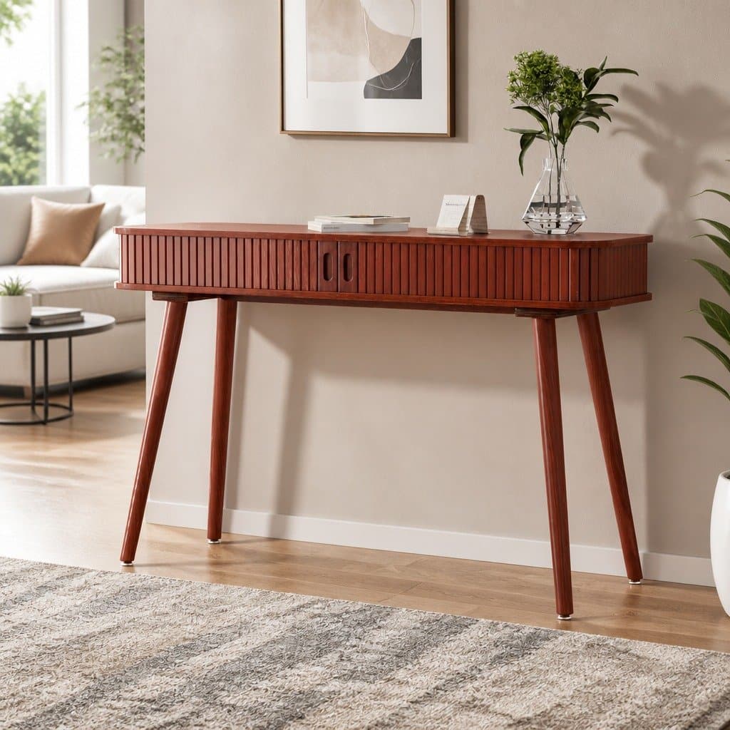 120CM Walnut Console Table with Storage