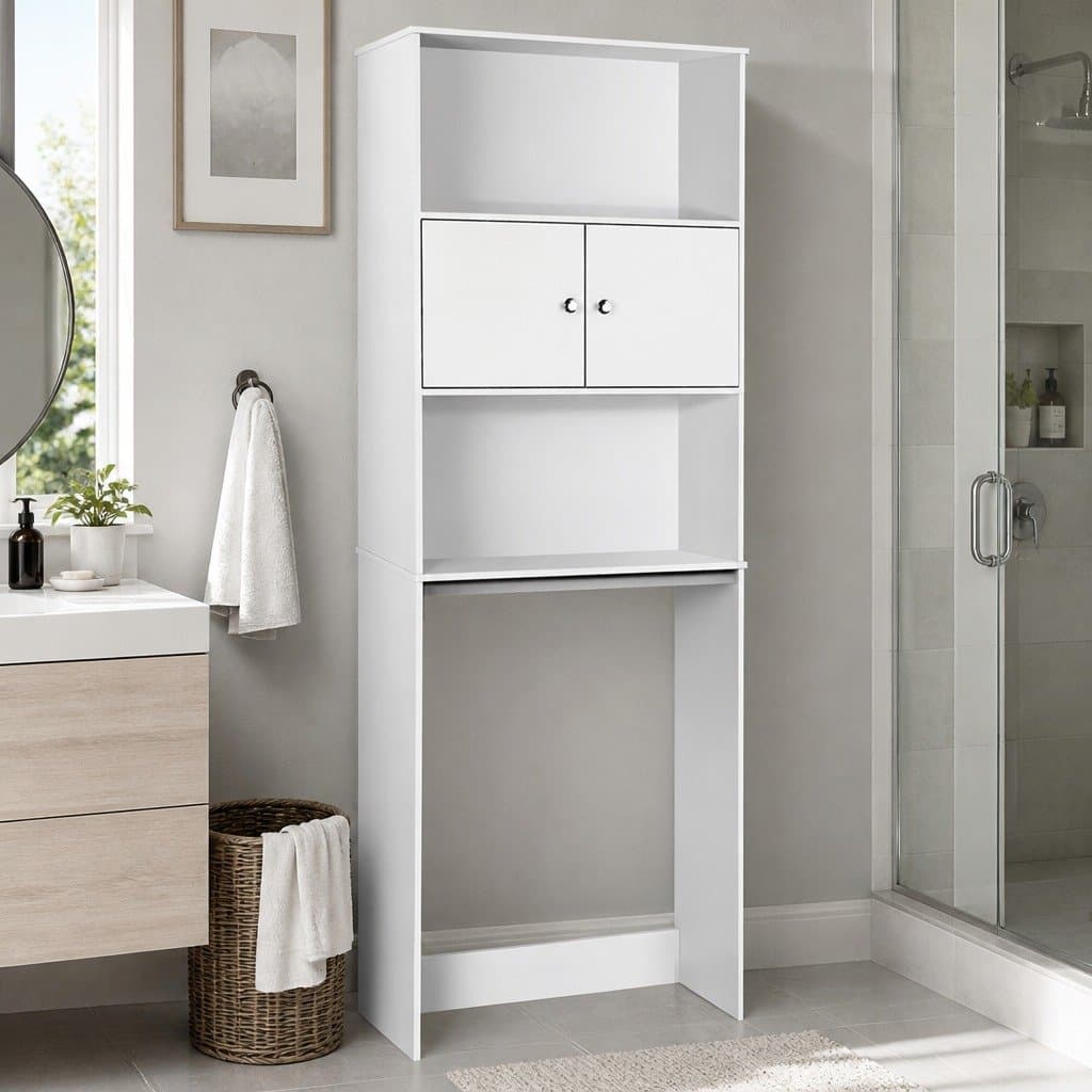 White Over the Toilet Storage Cabinet
