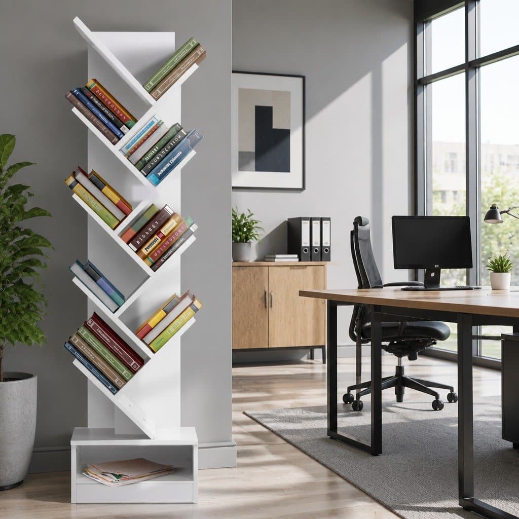 9-Tier Tree Bookshelf in White