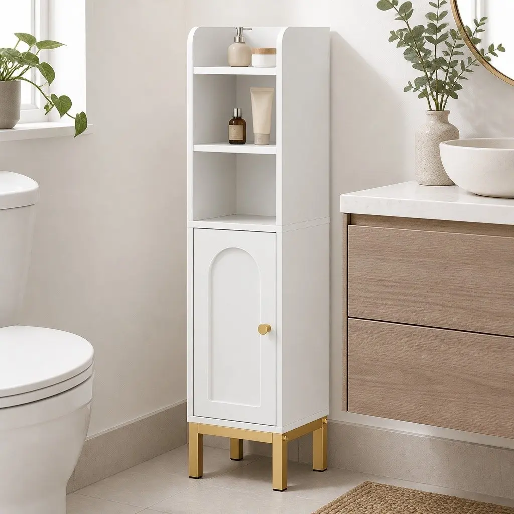 Bathroom Storage Cabinet Floor Organizer Toilet Corner Adjustable Shelf with