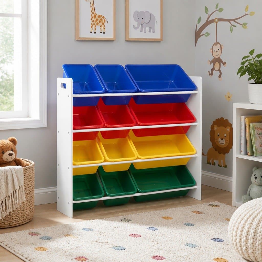 Kids Toy Box Storage with 12 Bins