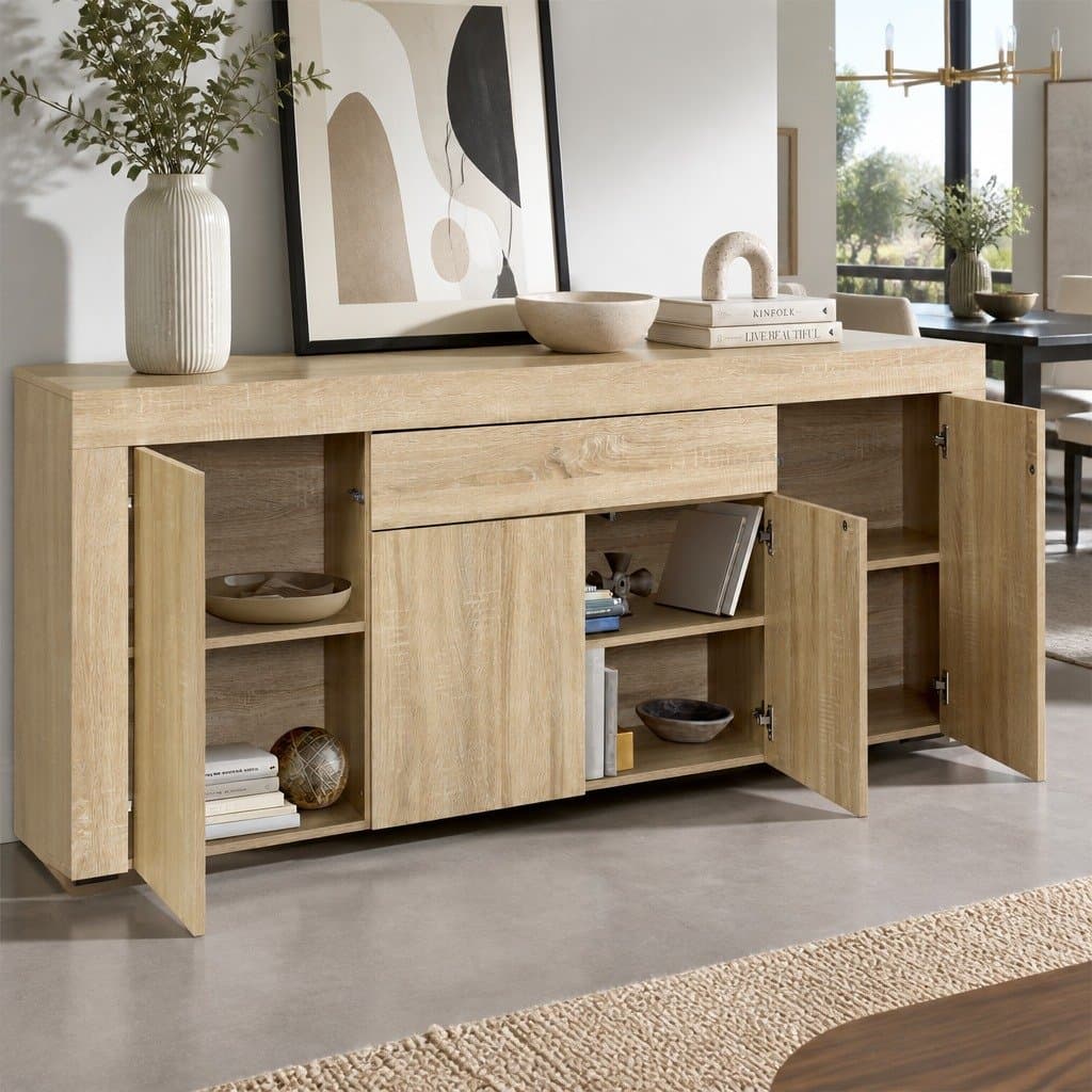 Buffet Sideboard Modern Storage Cabinet Medium Wood Tone 180cm Dining Display