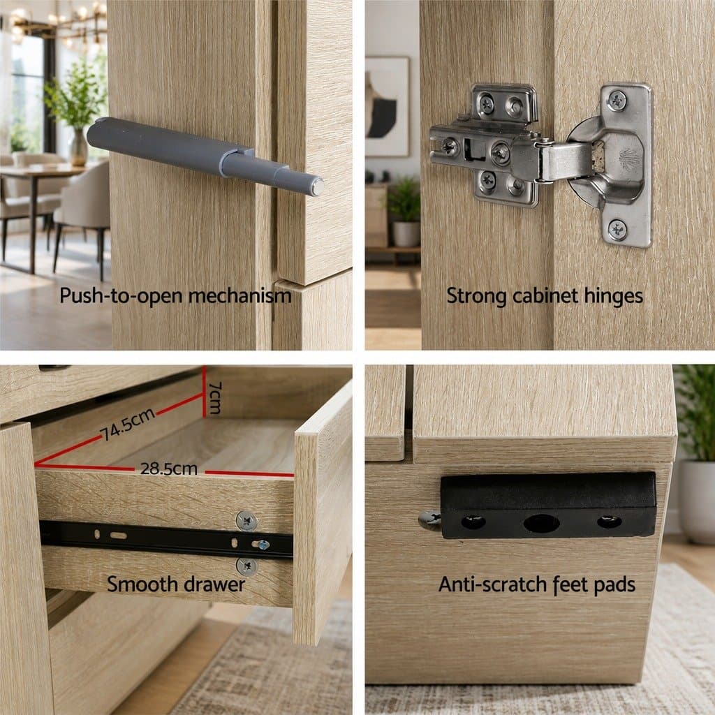 Buffet Sideboard Modern Storage Cabinet Medium Wood Tone 180cm Dining Display