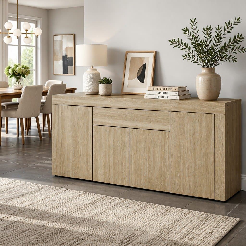 Buffet Sideboard Modern Storage Cabinet Medium Wood Tone 180cm Dining Display