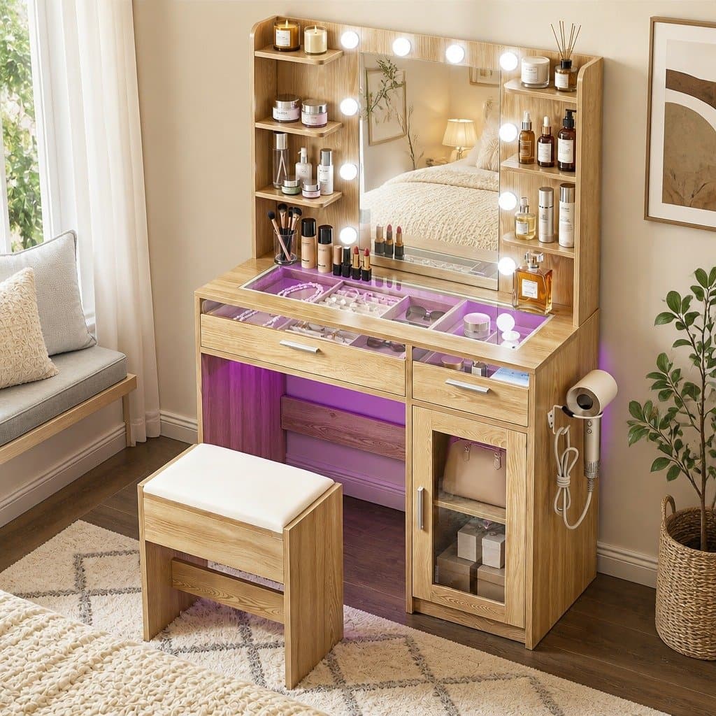 Hollywood LED Mirror Dressing Table with Drawers