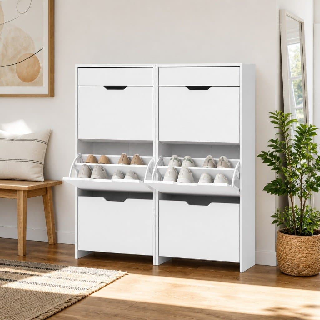 White Shoe Cabinet Organizer Set