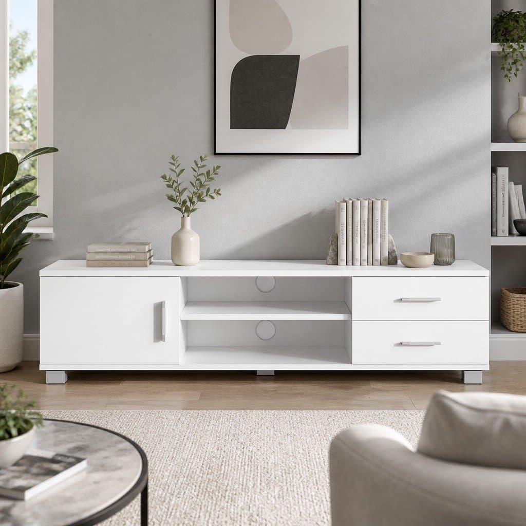 120cm White Entertainment Unit for Living Rooms