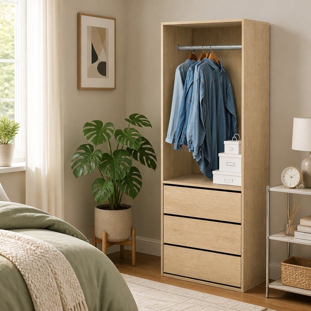 Wardrobe Storage Unit with 3 Drawers in Pine