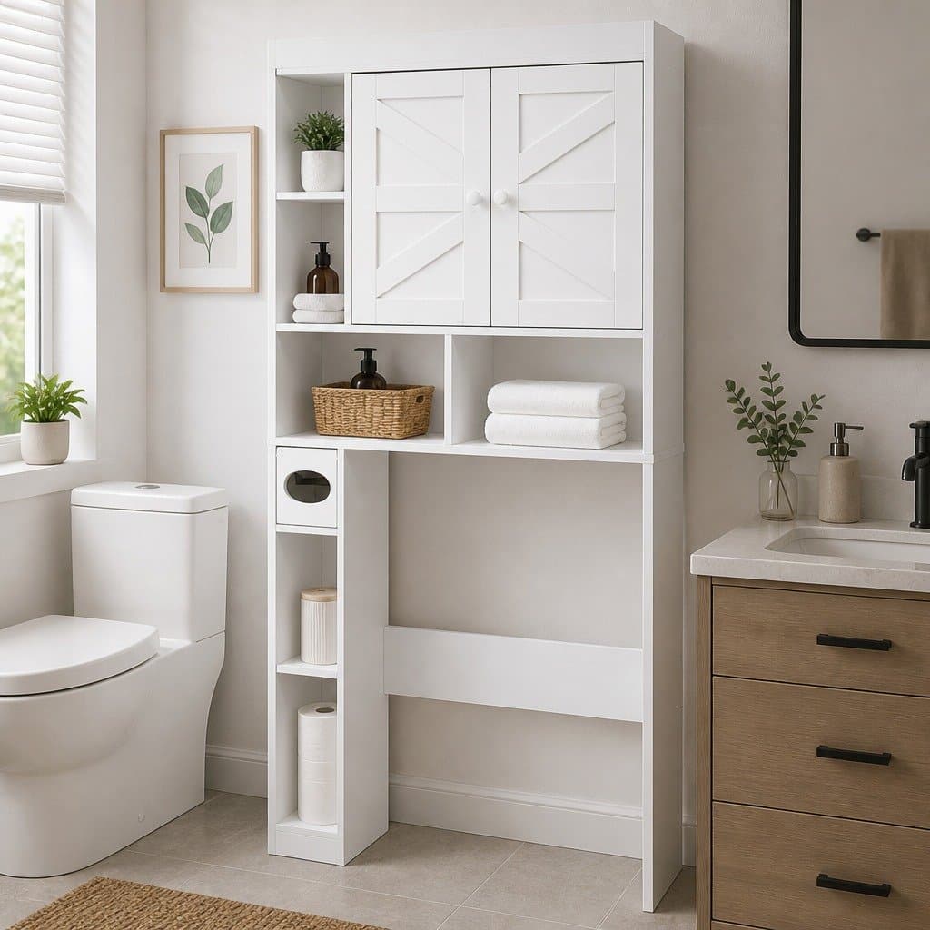 White Over The Toilet Storage Cabinet