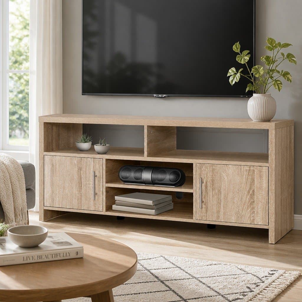 140cm Oak TV Cabinet with Magnetic Door Catches
