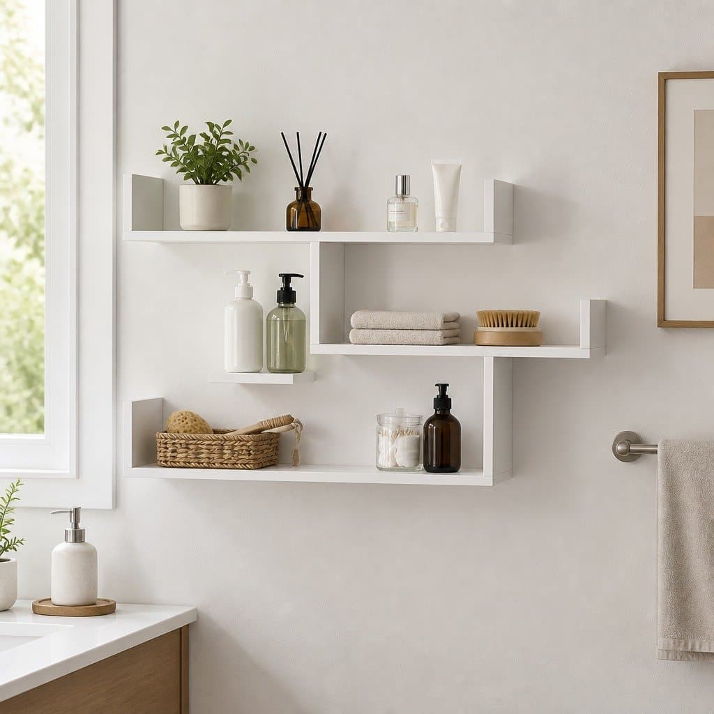 Floating Wall Shelf 3 Tier White Storage Display Shelves for Home Living Room