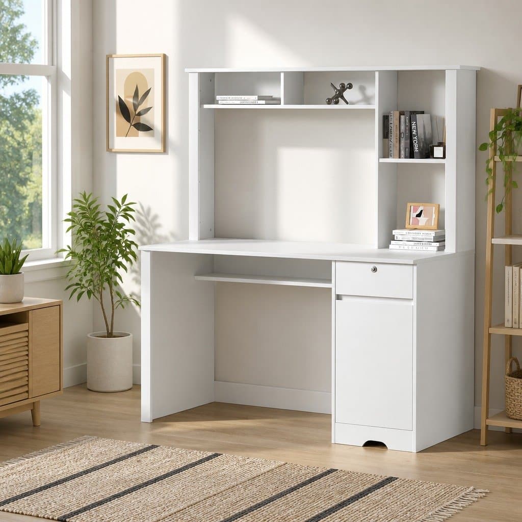 Computer Desk with Storage Solutions in White