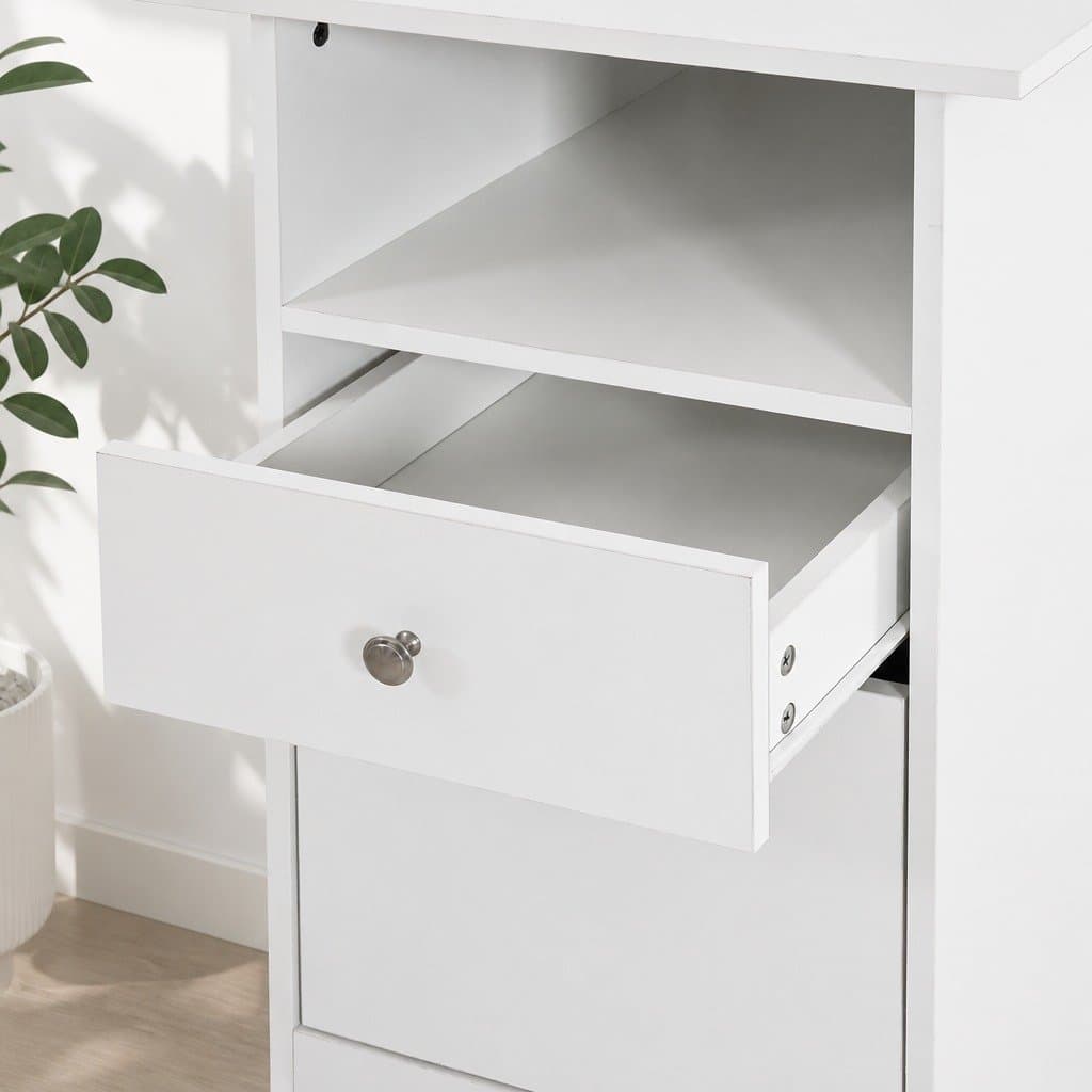 L-Shape Computer Desk with Storage and Drawers
