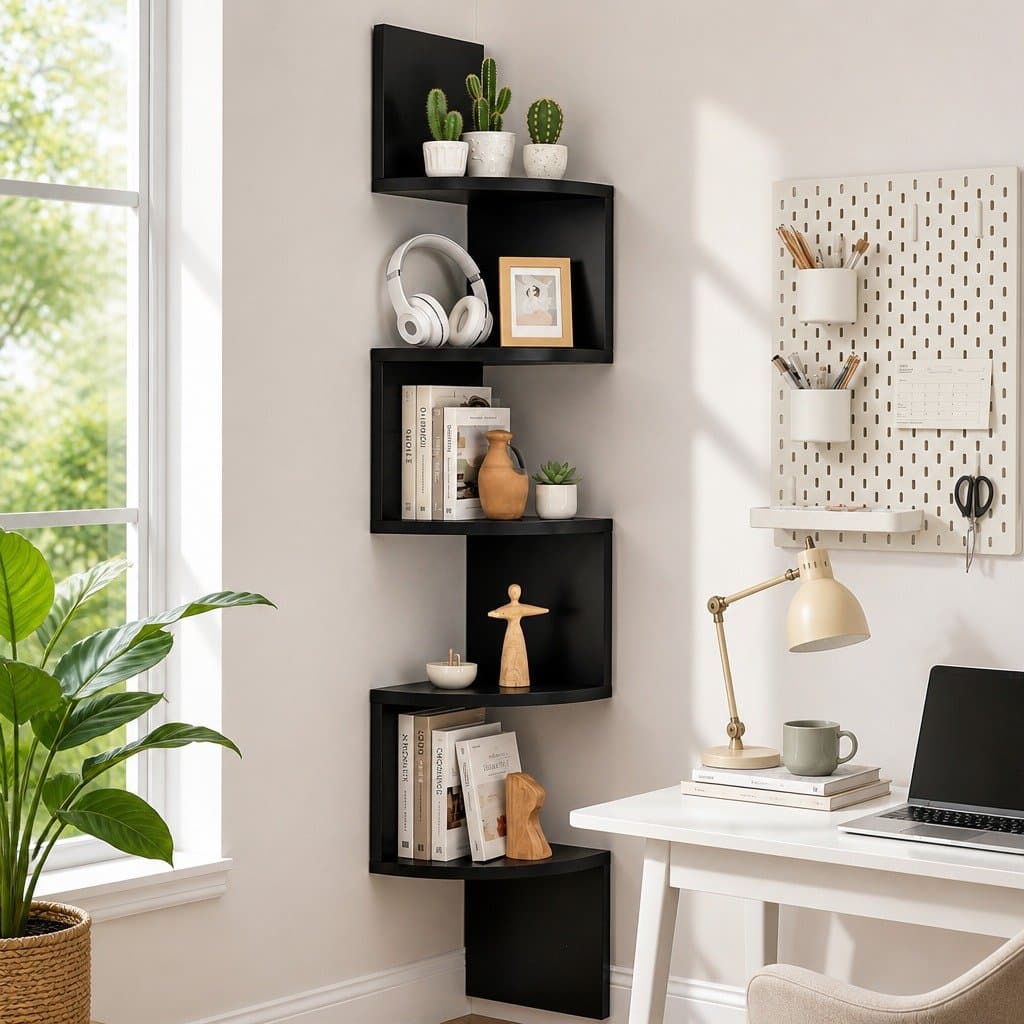 5-Tier Floating Wall Shelf for Corner Spaces