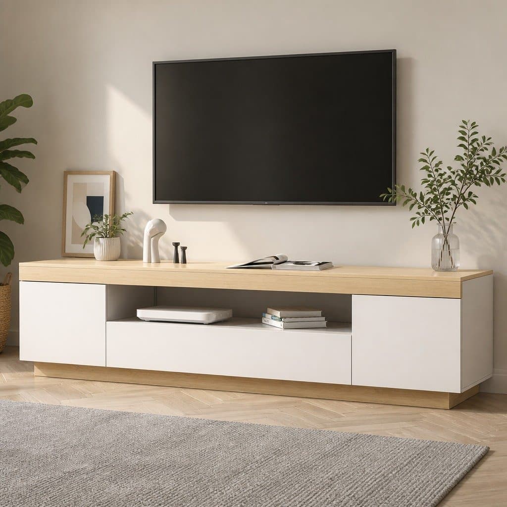 180CM White Wood TV Cabinet Entertainment Unit