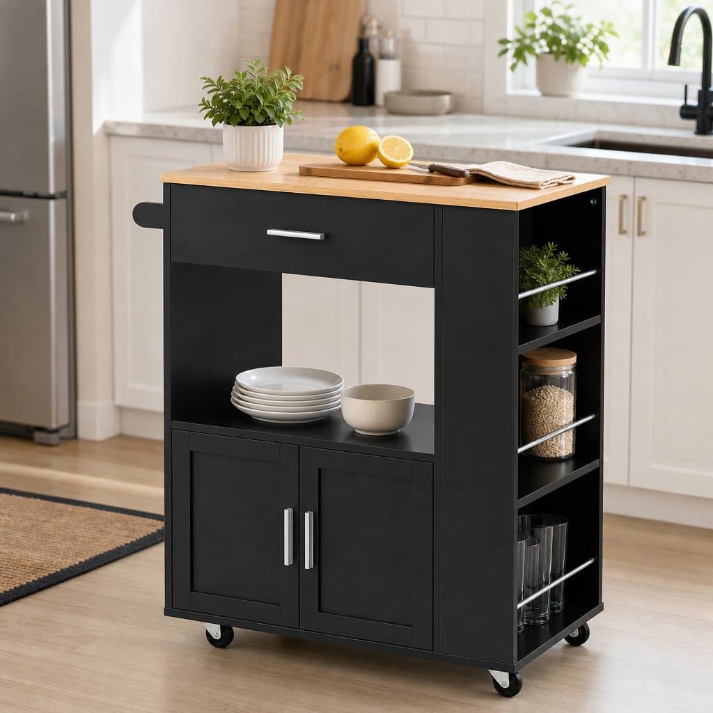 Rolling Kitchen Island Trolley with Storage
