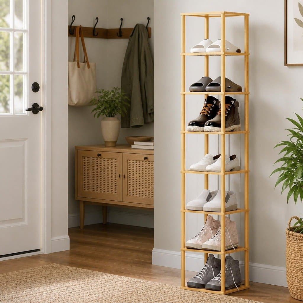 8-Tier Bamboo Shoe Rack for Home Storage