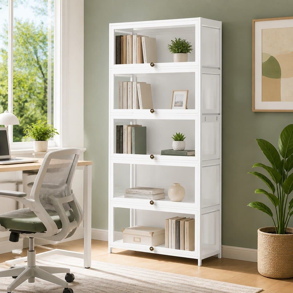 5-Tier Display Cabinet with Bamboo Frame and Acrylic Panels