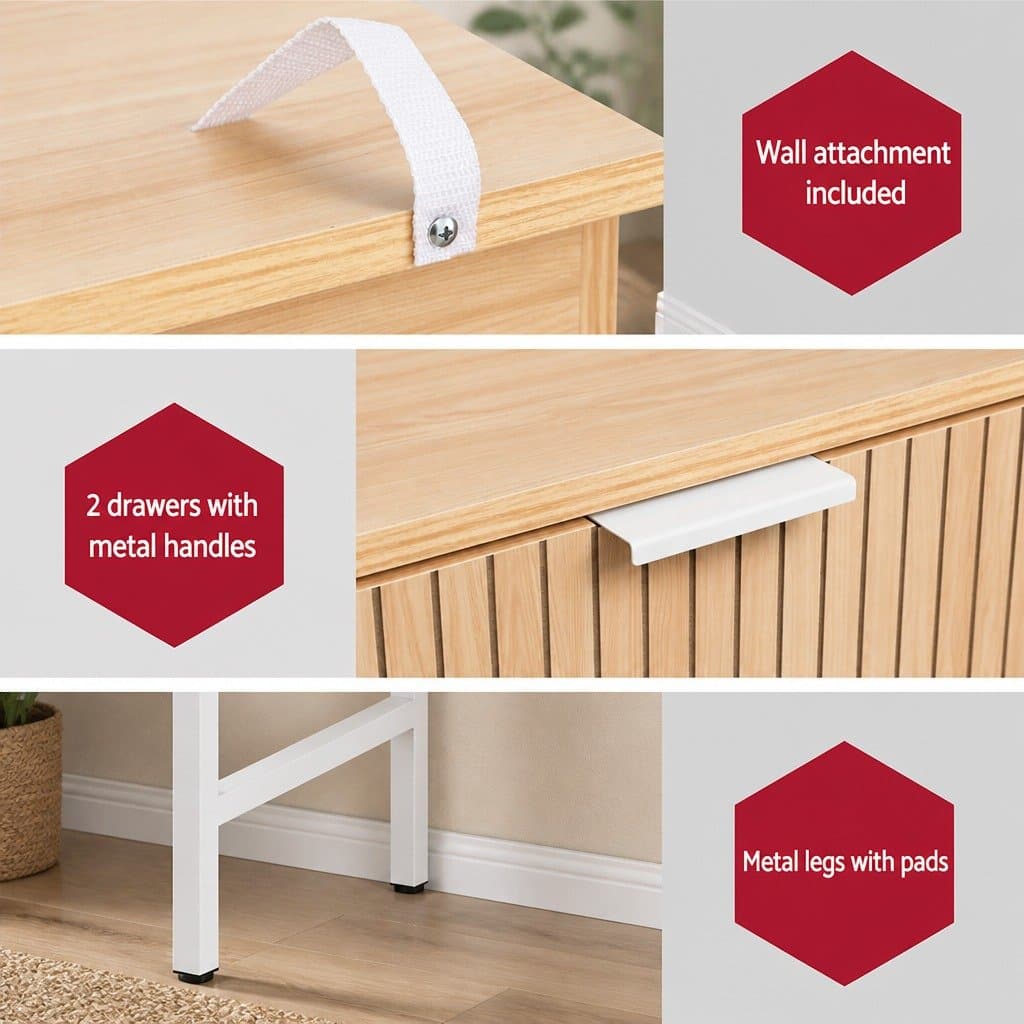 92cm Pine Console Table with 2 Drawers