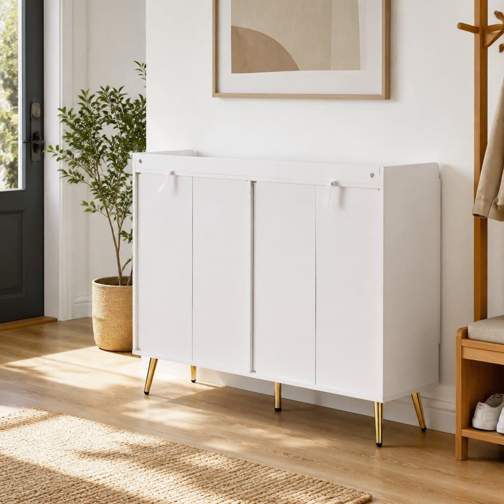 5-Tier Shoe Rack Cabinet with Adjustable Shelves, White