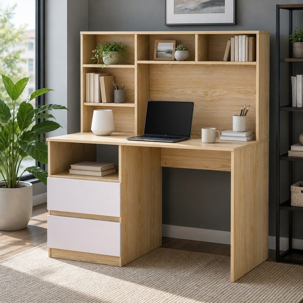 Computer Desk with Storage Solutions in White