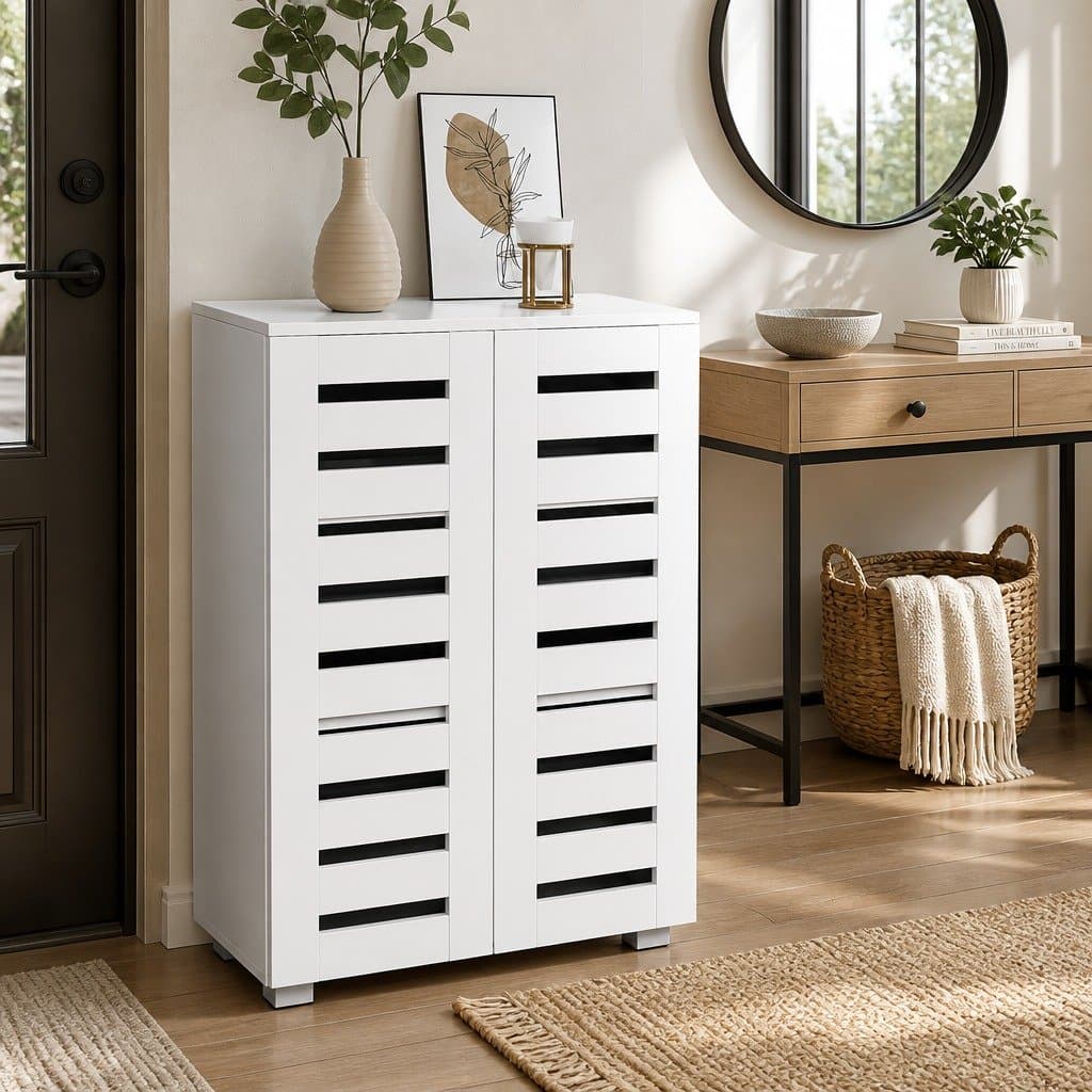 5-Tier White Shoe Rack Storage Cabinet