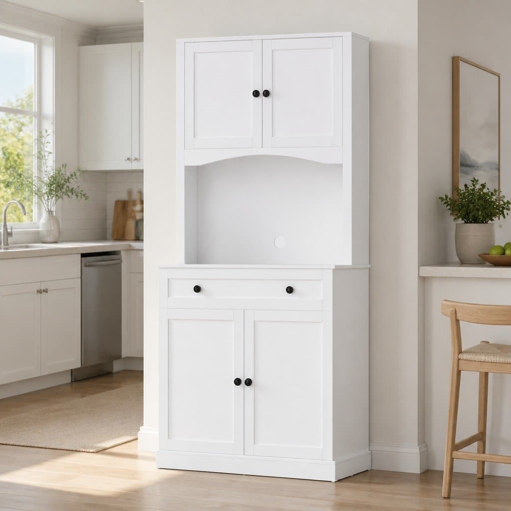White 180cm High Buffet Sideboard Cabinet