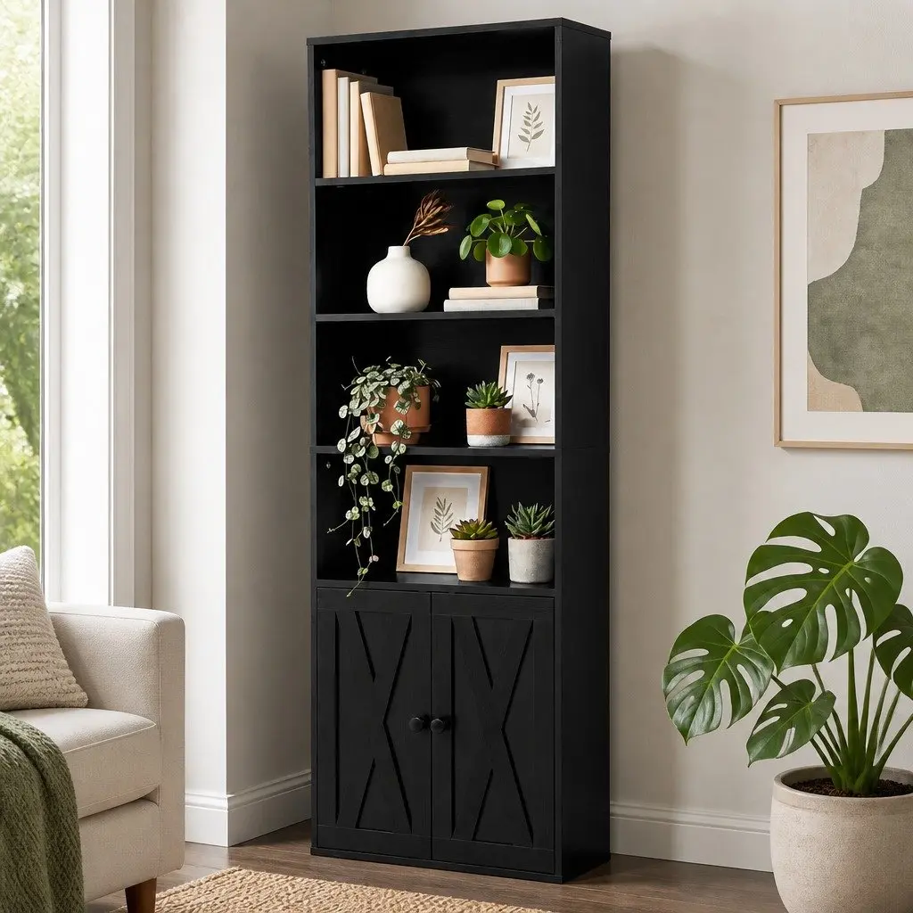 6-Tier Bookshelf Display Cabinet in Black