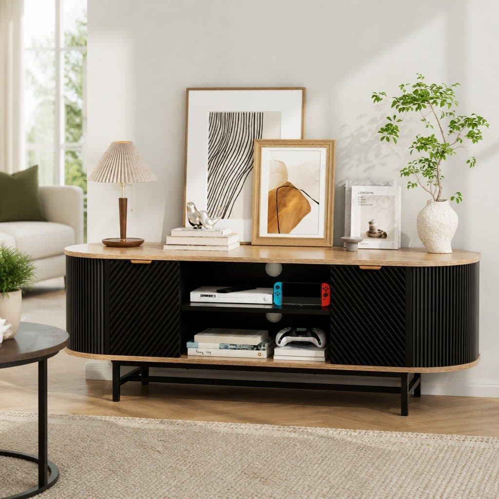 Black Pine TV Storage Unit for Media and Decor