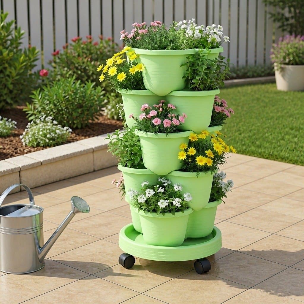 5-Tier Vertical Garden Planter Tower with Wheels