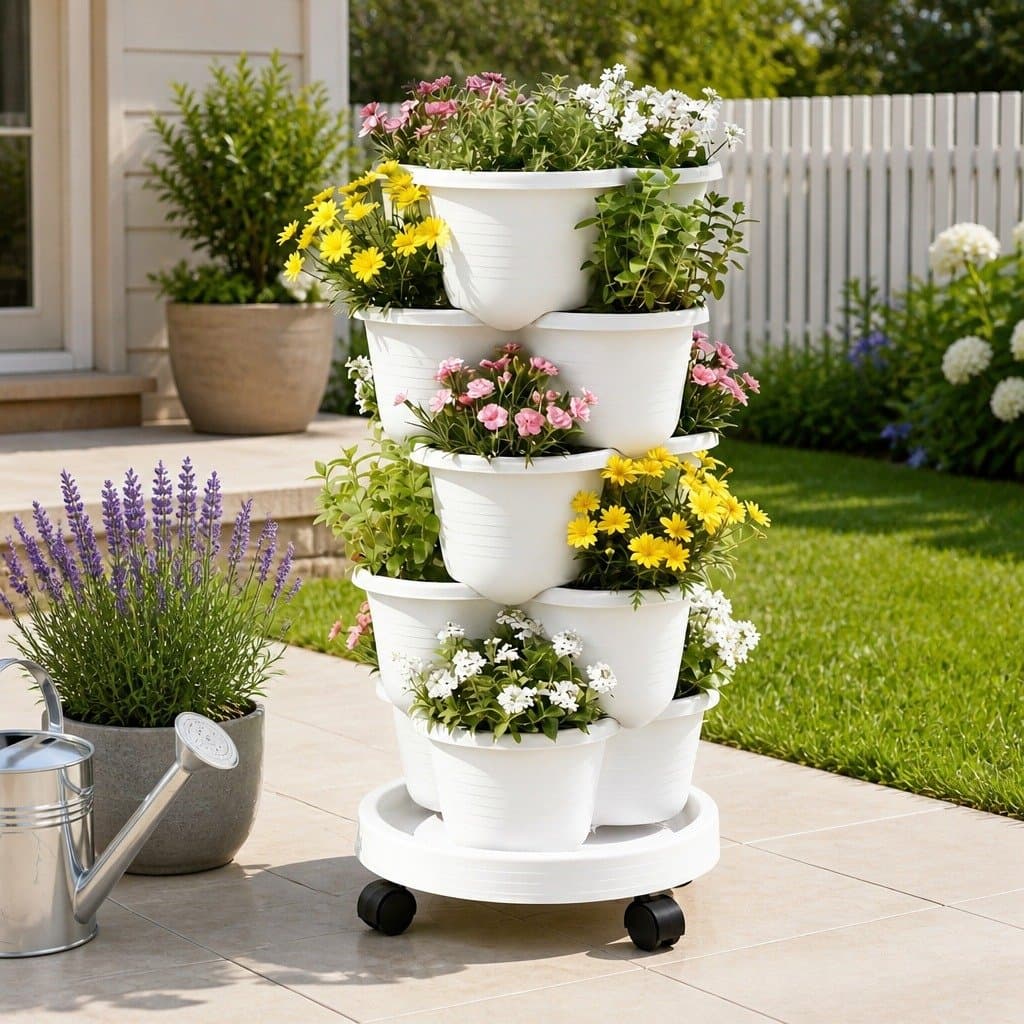 Stackable 5-Tier Vertical Garden Planter with Wheels
