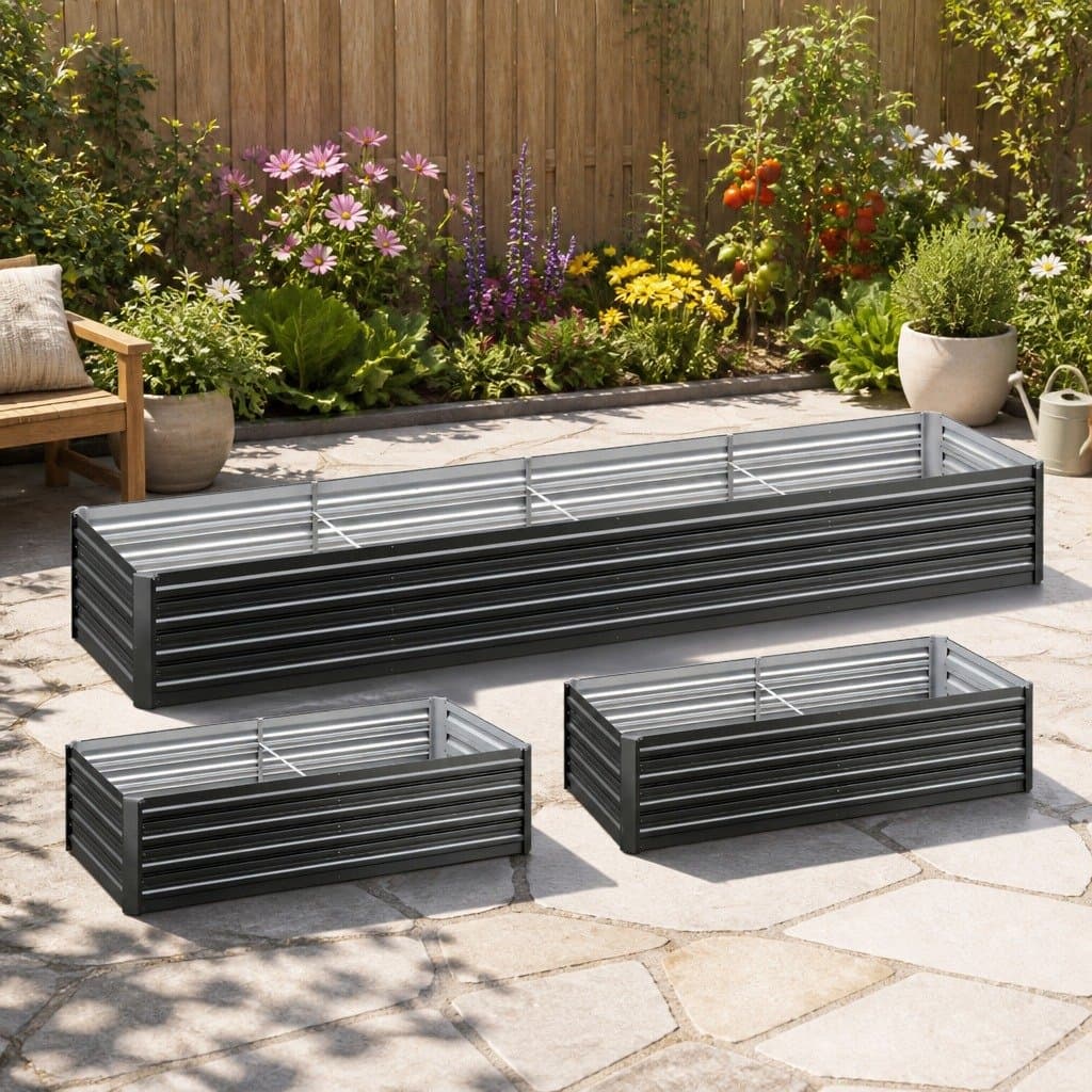 Galvanised Steel Raised Garden Bed 2-in-1 Kit