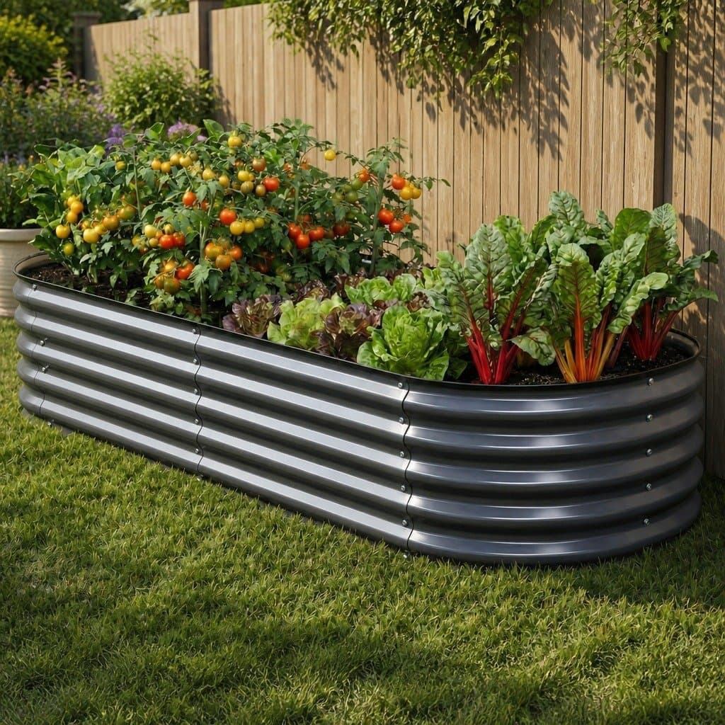 4 Pack Oval Galvanized Steel Planter Box Kit