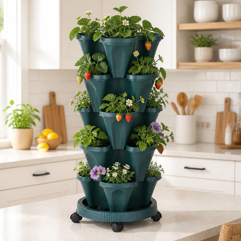 5 Tier Stackable Planter for Strawberries & Herbs
