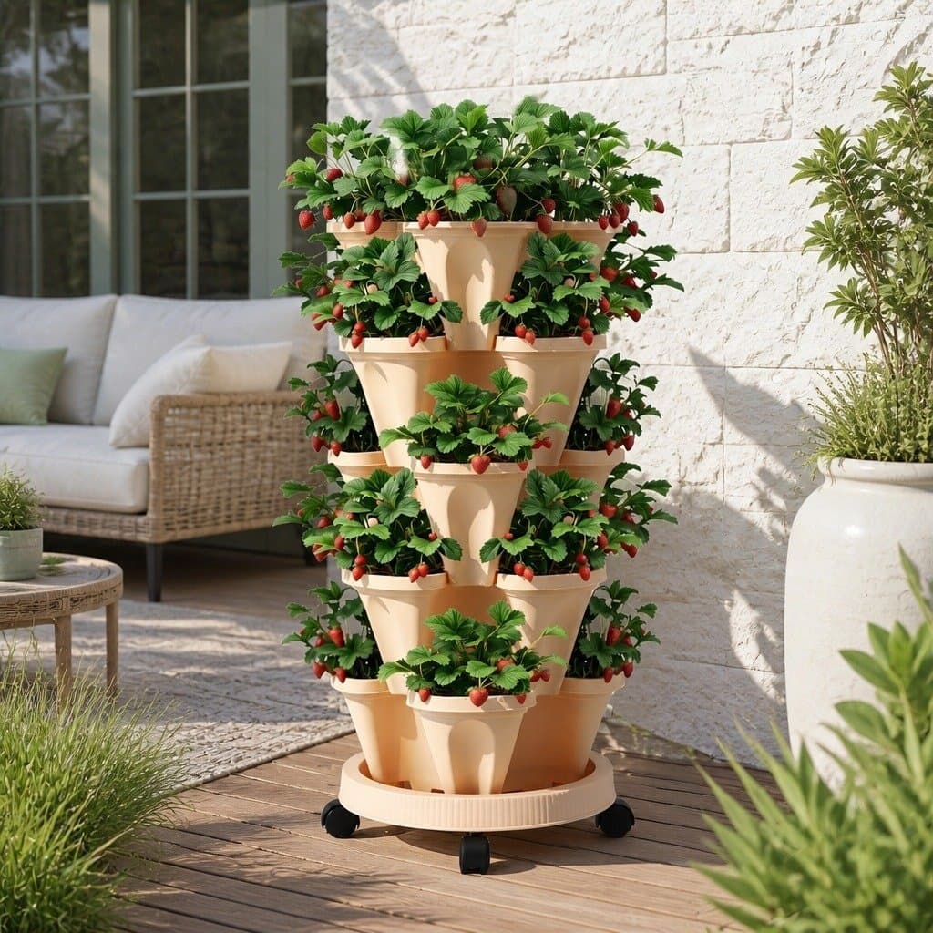 5-Tier Stackable Vertical Garden Planter with Casters