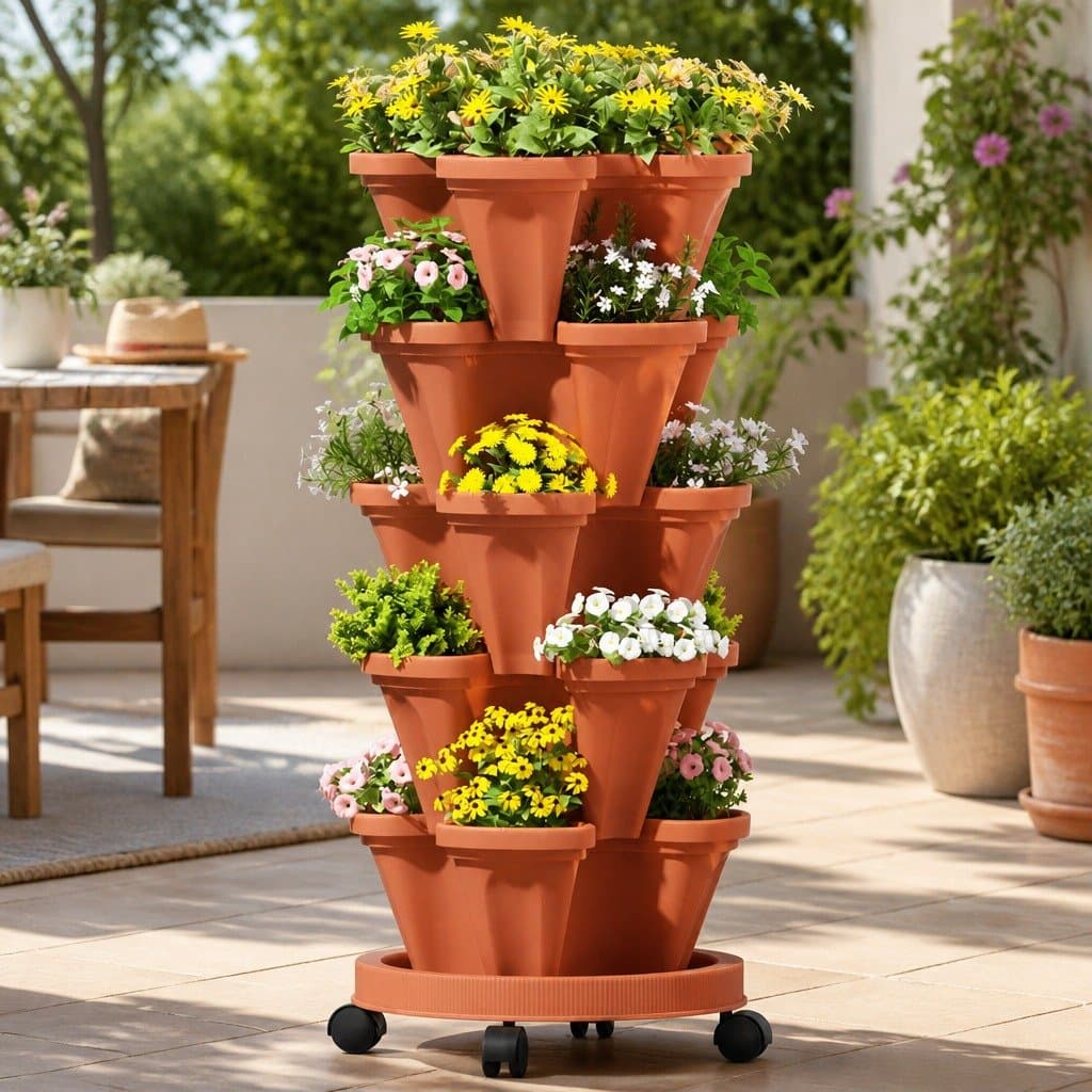 5-Tier Stackable Planter with Drainage System