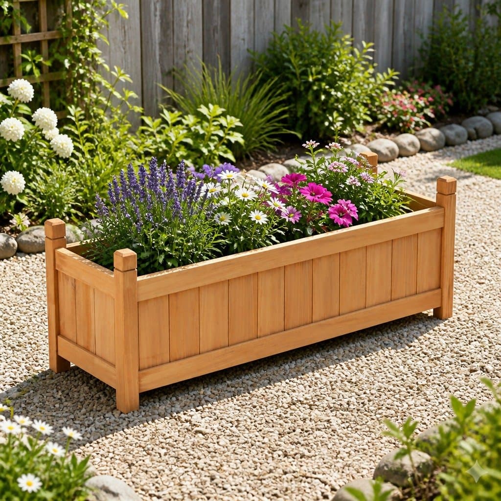 Wooden Raised Garden Bed 90x30x33cm for Outdoor Use