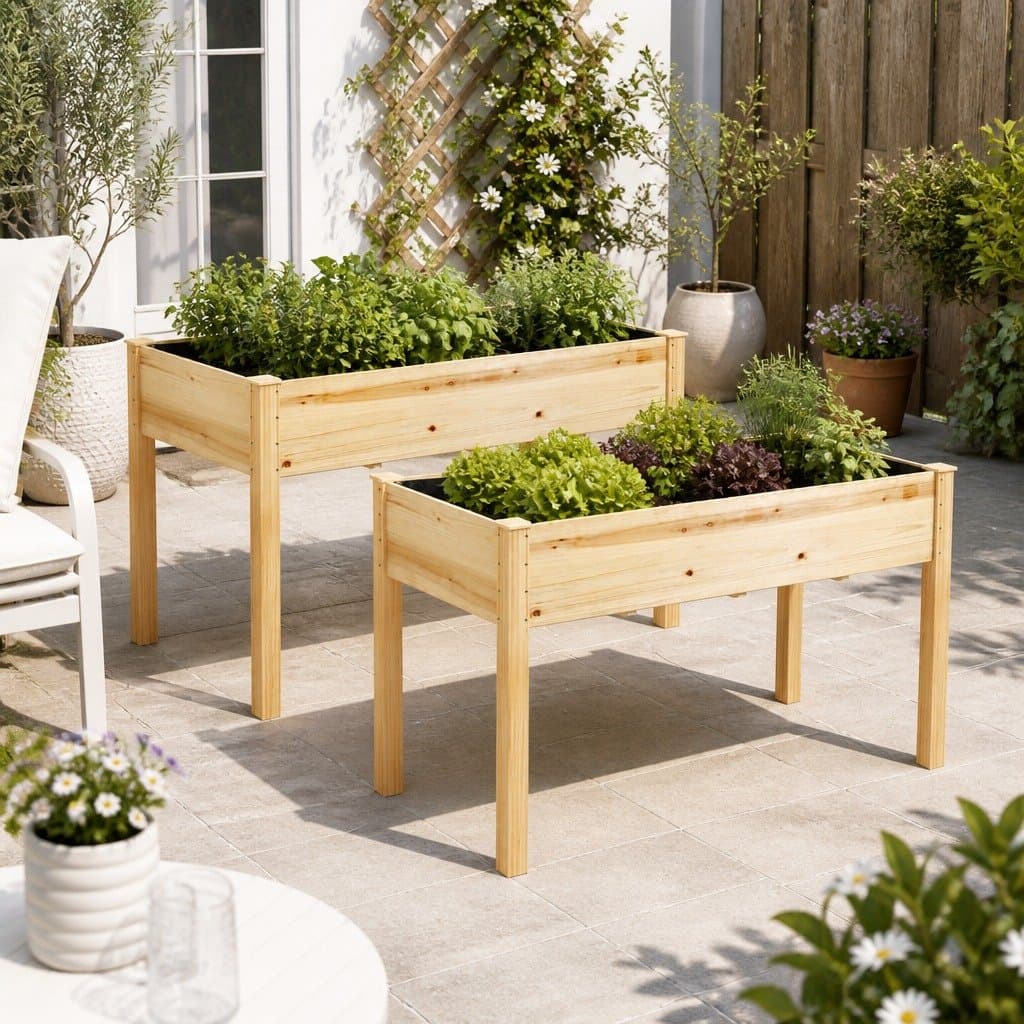 Wooden Planter Box Raised Garden Bed 2x for Outdoor Use
