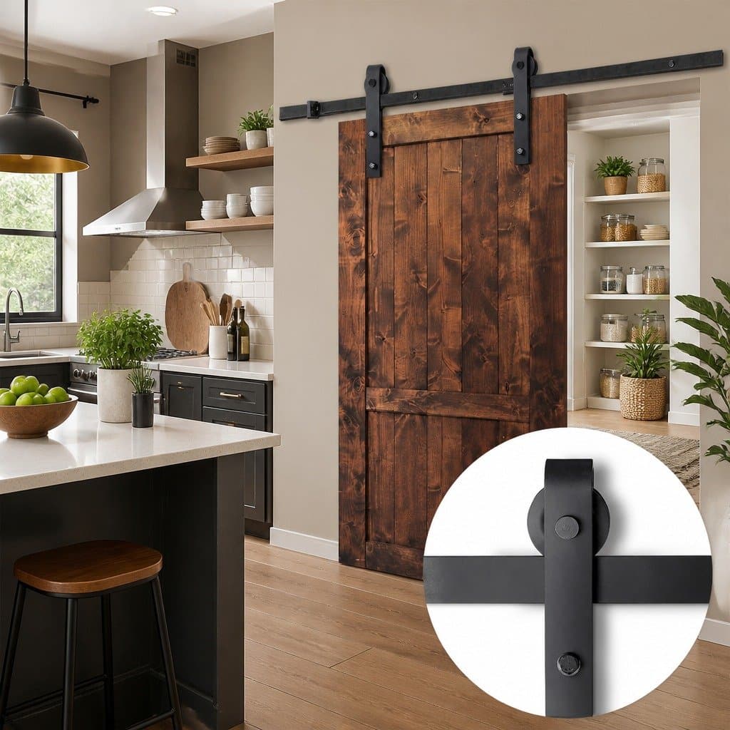 2.44m White Matte Sliding Barn Door Hardware Track Set