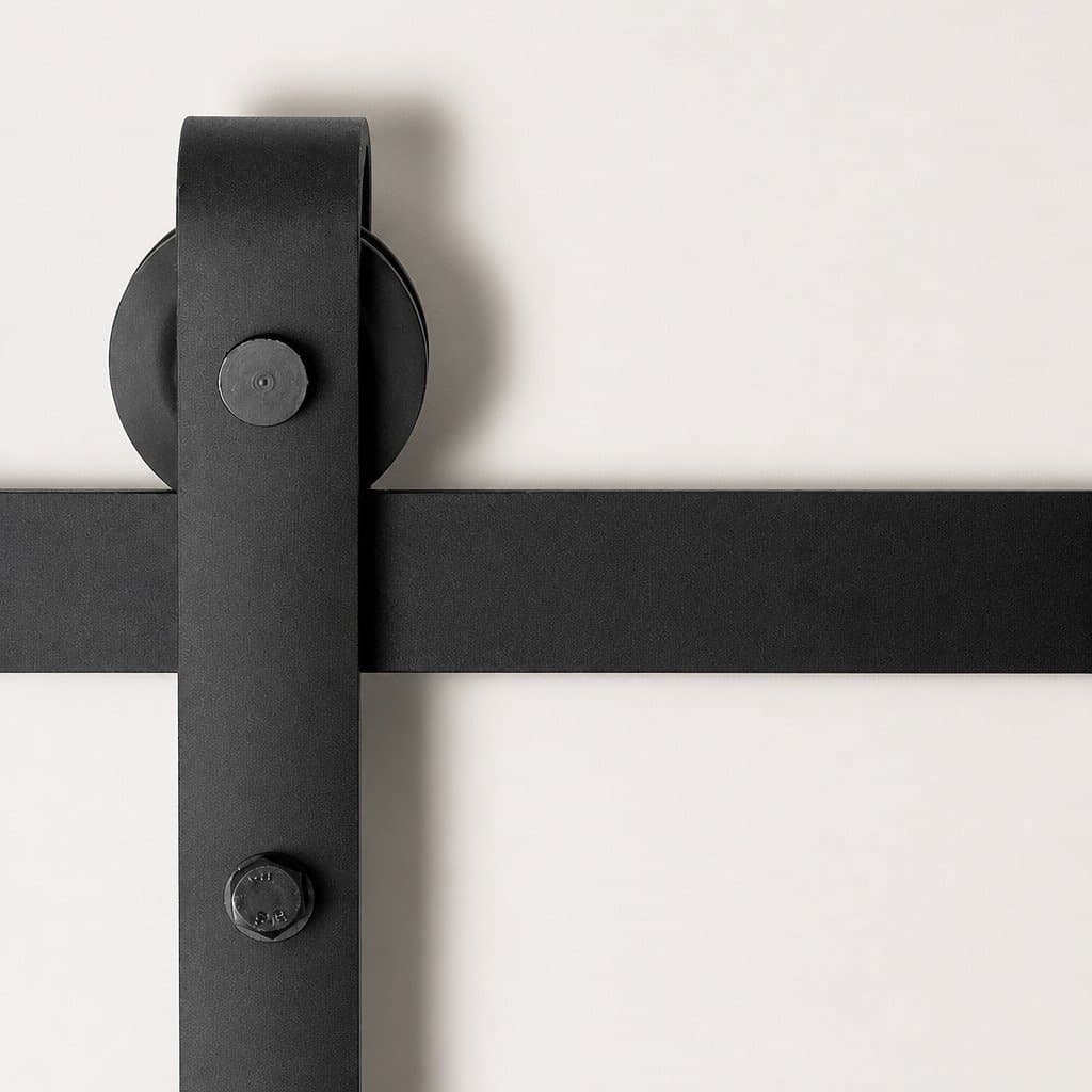Black Steel 4M Sliding Barn Door Track Set with Hardware