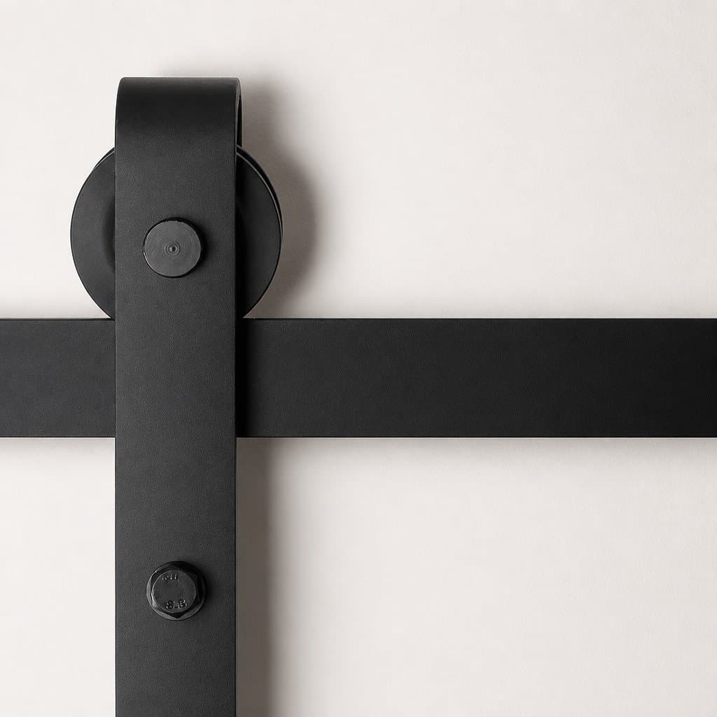 Black Steel Sliding Barn Door Hardware Track Set 2m