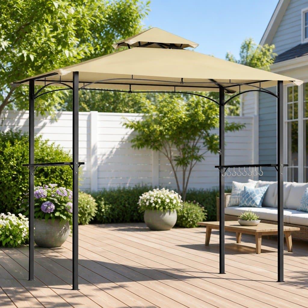 Outdoor Grill Gazebo with Hooks and Shade
