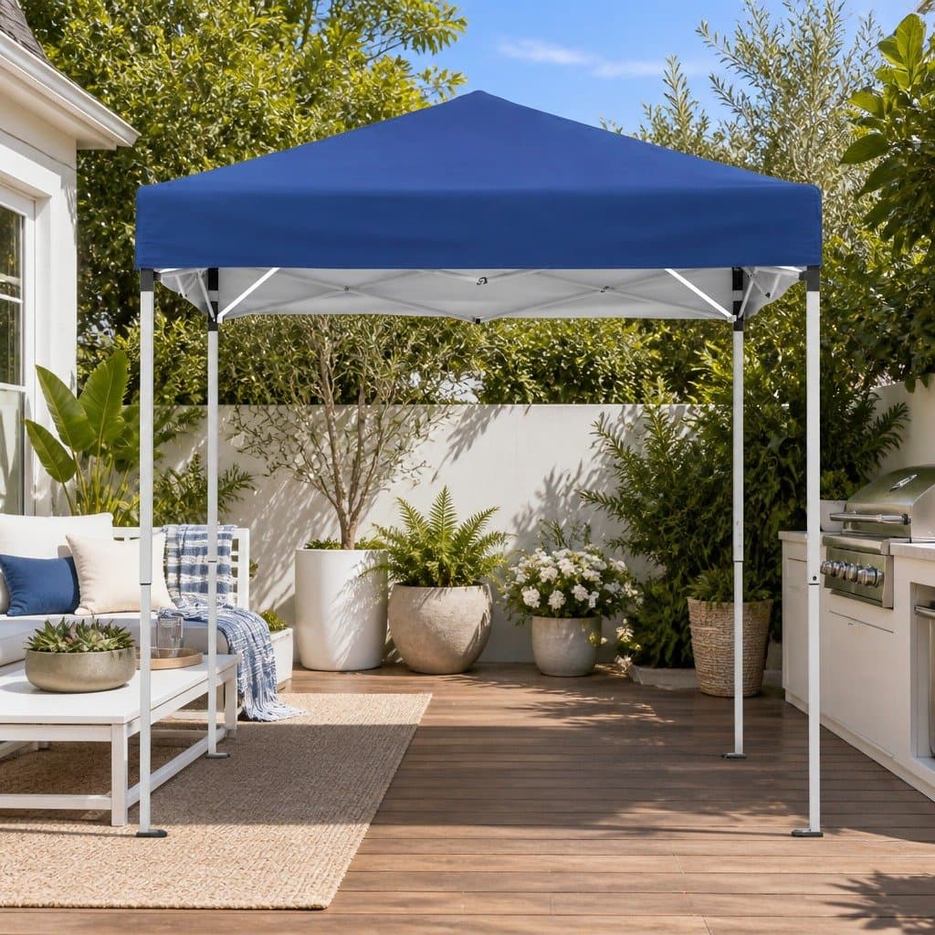 2x2m Garden Gazebo with Adjustable Height in Blue/White