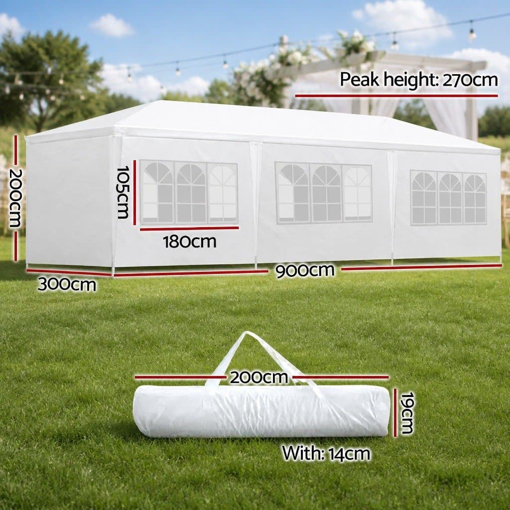 Gazebo 3x9m Outdoor Wedding Canopy with Panels